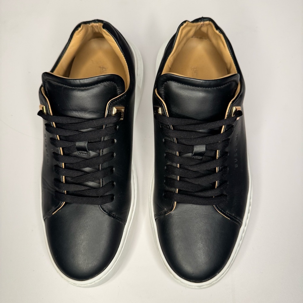 Buscemi Black Italian Leather White Sole Low Top Sneakers w/ Tan Lining Size 38 - Picture 5 of 16
